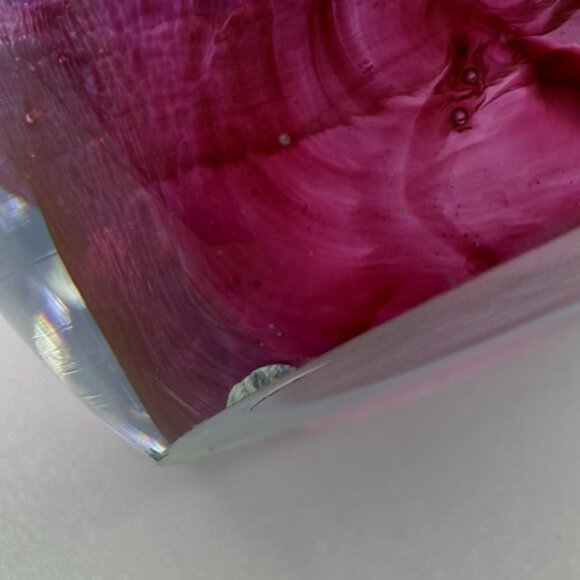 Vintage Hand Blown Controlled Bubble Cranberry Glass Vase - Picture 7 of 8